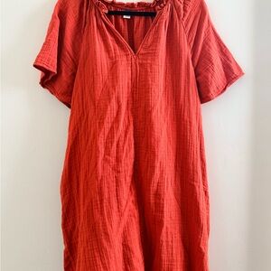 Old Navy Vibrant Orange Gauze Dress